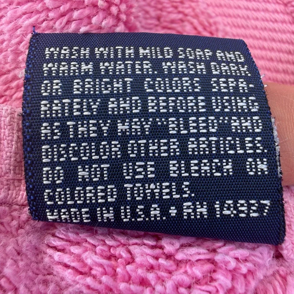 Ralph Lauren Bath Towel Large Pink 100% Cotton Made USA Solid Dobby Border VTG